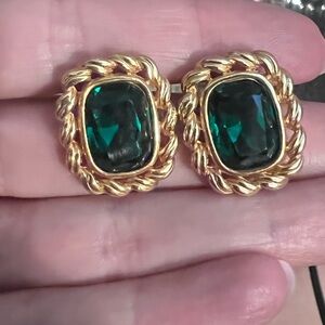 Elegant Gold and Green Swarovski Earrings